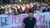 Serbia -- Protest against the protests against epidemiological measures due to coronavirus outbreak, in Novi Sad, July 8, 2020.